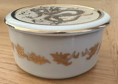 Buy Vintage Art Of Chokin 24K Gold Edged Trinket Pot DRAGON Lid Japan Copper Art • 18£