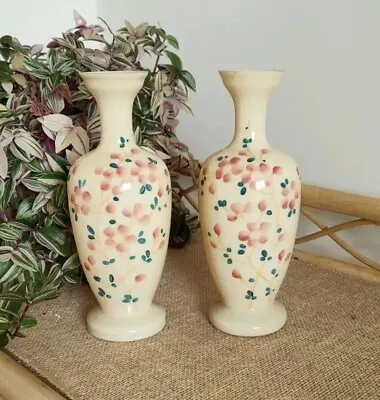 Buy Antique Victorian Hand Painted Floral Glass Vases | Pair • 20£