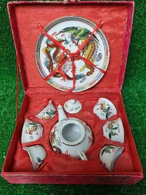 Buy Vintage Miniature Chinese 9 PC Handpainted Porcelain Tea Set In Gift Box • 19.99£