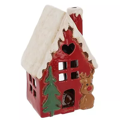 Buy Village Pottery Ceramic Tealight Holder Christmas Red House Collection • 22.99£