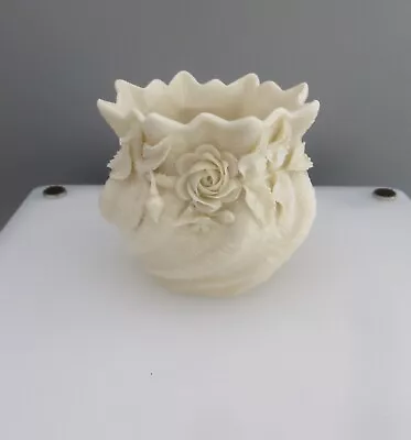 Buy Beleek Neptune Small Vase / Bowl, Applied Rose Decoration, 3rd Black Mark • 24.99£
