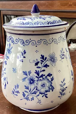 Buy Antique Hand Painted Blue Delft Dessert Jar And Cover. 9” Tall. • 15£