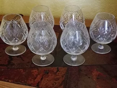 Buy Set Of 6 Vintage Cut Glass Brandy/ Baileys Balloon Glasses - Antique - Fabulous  • 15.99£