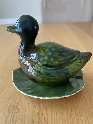 Buy Green Duck On A Carlton Ware Stamped Leaf Plate (1935-1961 Produced) • 6£