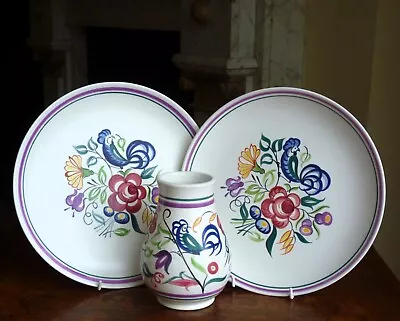 Buy POOLE Pottery Vase Plates COCKEREL Vintage • 39.99£