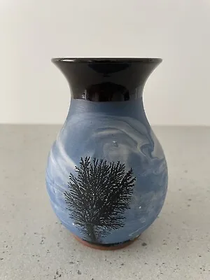 Buy Boscastle Pottery Vase Roger Irving Trees Blue Landscape Studio Art Pottery • 12£