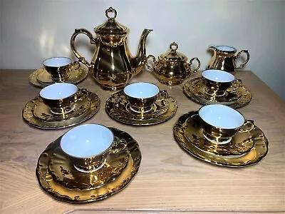 Buy Vintage Bareuther Waldsassen Bavaria Gold Porcelain Tea Set, Service For 6, Gold • 365.26£