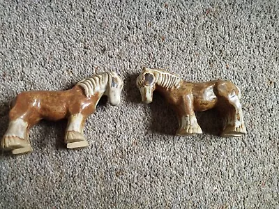 Buy Pair Of Vintage Tremar Studio Stoneware Pottery Pony / Shire Horse Figurines • 8.99£
