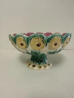 Buy Antique 19th C. Etruscan Majolica Daisy Sunflower Pedestal Bowl Compote Griffin+ • 56.42£