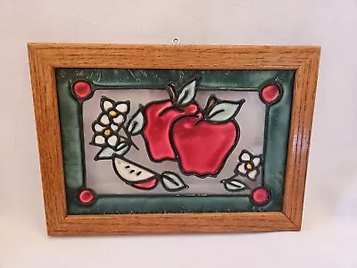 Buy VRG 1990S Painted Country Red Apples Suncatcher - Framed  Glass Art 10x7.5 In • 14.48£