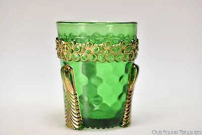 Buy C 1899 No 15060 VERMONT By United States Glass GREEN W/GOLD Tumbler • 24.01£