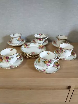 Buy Vintage Royal Stafford Bouquet English Bone China Tea Set 5Cups/6Saucers/6Plates • 20£