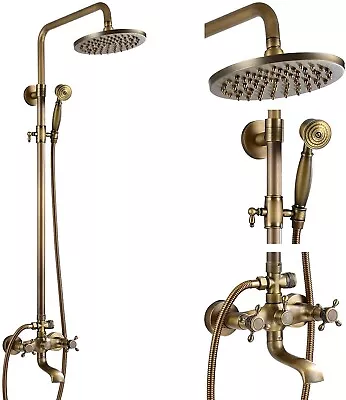 Buy Antique Bronze Bathroom Rainfall Shower Head Faucet Set &Hand Sprayer Mixer Tap • 139.99£