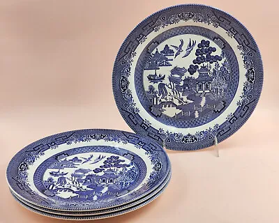 Buy 4 CHURCHILL China (Colombia)  BLUE WILLOW 10 1/2  Dinner Plates • 23.75£
