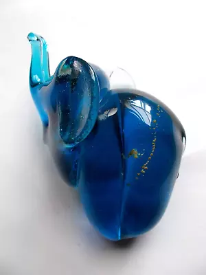 Buy Vintage Mdina Malta Bright Blue Glass Elephant Numbered 1028 And Signed • 25£