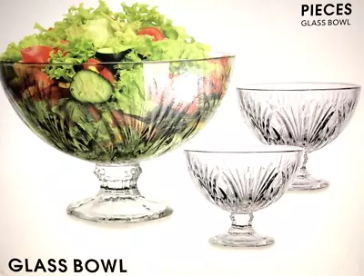 Buy Footed Glass Trifle Bowl Large 7 Piece Set Fruit Salad Dessert Cocktail Dish • 24.10£