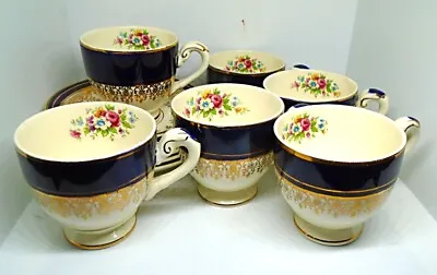 Buy MYOTT ROYALTY BLUE TEA SET. ANTIQUE. RARE ART DECO. 1930`s 6 CUPS & SAUCERS. !!! • 14.99£