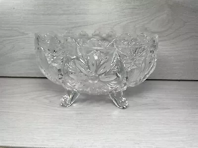 Buy Vintage Anna Hutte Crystal Oval Footed Bowl - 18.5 Cm X 12.5 Cm • 5.73£