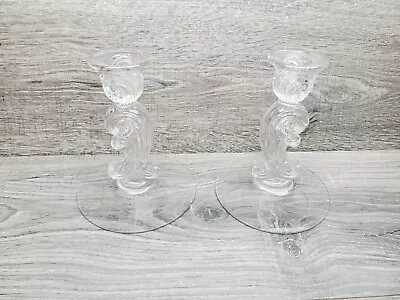 Buy Pair Of Vintage Etched  Glass Candle Holders • 23.71£