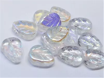 Buy 10 (mm) CZECH GLASS LEAF DROP BEADS FOR JEWELLERY MAKING - 10 COLOURS - (30pcs) • 2.49£
