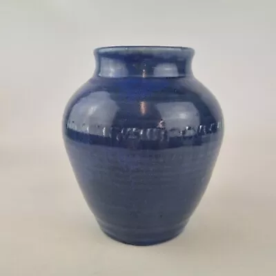 Buy Vintage William Moorcroft Squat Vase With Blue Glaze 16cm High • 95£