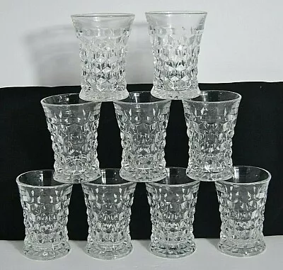 Buy Vintage Press Clear Glass Heavy Vintage Juice Glasses Set Of 9 3D Effect • 36.44£