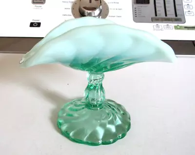 Buy Vintage Indiana Glass Green Opalescent  Glass Pedestal Dish • 7.68£