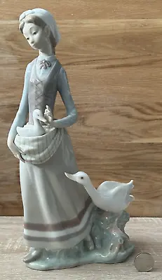 Buy Vintage Lladro, Spain, Porcelain Figurine, Girl With Goose, 31cm • 150£