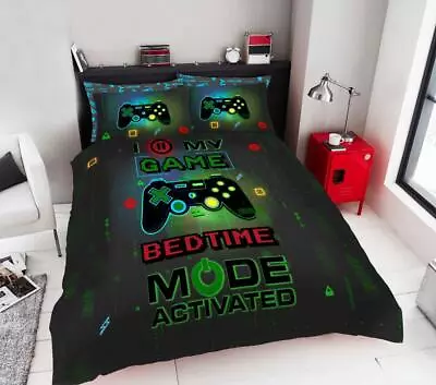 Buy Duvet Sets Black Gaming Quilt Cover Pillow Case Boys Computer Game Neon Bedding  • 18.99£