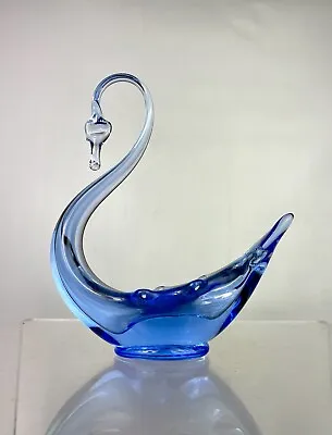 Buy Rare Whitefriars SKY BLUE Footed Full Lead Crystal Swan 1980 Studio Art Glass • 97£