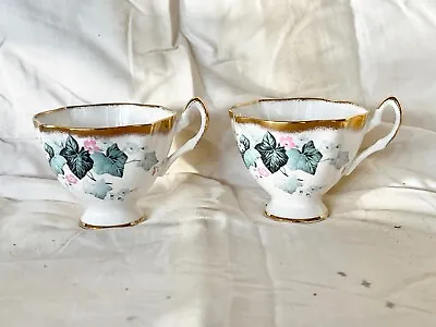 Buy Pair Of Vintage Bone China Tea Cups Salisbury Branded Floral Pattern • 22.99£