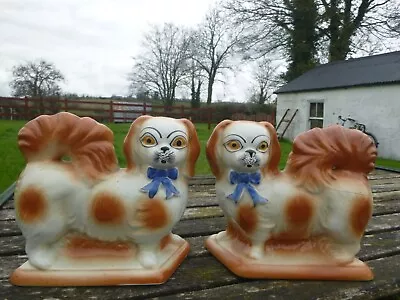 Buy ANTIQUE VICTORIAN 8 Inch HIGH STAFFORDSHIRE PEKINGESE DOGS - RIGHT ONE DAMAGED • 30£