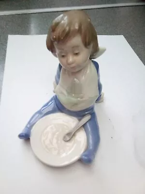 Buy Lladro Nao 1074 Figurine - Boy With Bowl & Spoon I’m Full  Immaculate Condition • 5.99£