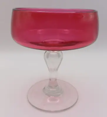 Buy Edwardian Or Victorian Cranberry Champagne Or Sundae Glass Hollow Stem • 8£