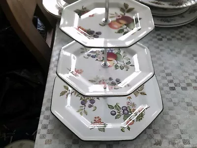 Buy Full Size Cake/scone/sandwich Stand With Johnson Bros Fresh Fruits Plates • 18£
