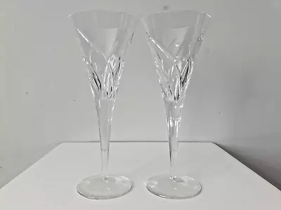 Buy 2 X Stunning Modern Crystal Swirl & Dots Cut Champagne Flutes Trumpet 24.5 Cm H • 24.99£