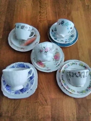 Buy Vintage Bone China Mismatched Tea Set - Cups, Saucers & Plates - 5 X Trios • 10£