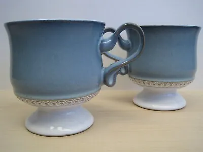 Buy 2 X Vintage Denby Pottery Stoneware Castile Blue Footed Cups • 10£