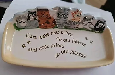Buy 15cm Handmade Pottery Cat Kitten Pin Trinket Dish Tray  *see Pics* • 1.99£