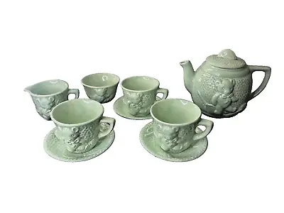 Buy Celadon Green Ceramic Childs Tea Set. Teddy Bears Picnic. Vintage Tea Party Time • 22£