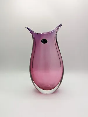 Buy ✨ Bohemia Czech Republic Pink Sommerso Lead Crystal Vase Art Glass Over 24% Pbo • 108.01£
