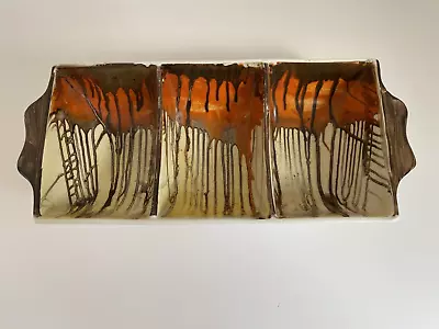 Buy Vintage Orange And Brown Shelley Drip Ware Hors D'ouvres Serving Dish • 25£