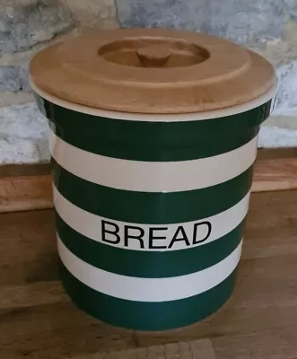 Buy Rare TG Green Cloverleaf Cornishware Green Stripe Bread Bin Crock  • 125£