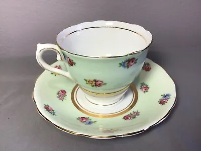 Buy Colclough Mint Green With Roses Teacup And Saucer Vintage Rare • 10.76£