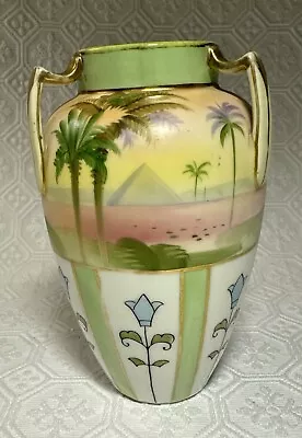 Buy Nippon Art Deco Hand Painted Pyramid Vase, 5 3/4” X 3 1/2” • 33.07£