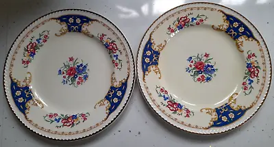 Buy Two Vintage Portland Cobridge Pottery  Floral Bouquet  Blue Design 23cm Plates • 6.99£