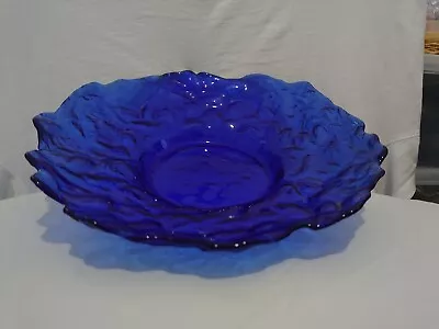 Buy Vintage Uno Westerberg Pukeberg Scandinavian Sweden Large Blue Ice Glass Bowl  • 25£
