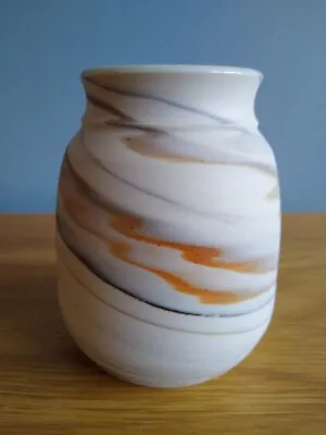 Buy Ron Payne? Agate Ware Pottery Vase Marbled Matte Pot Orange & Blue POG Interest • 7.85£
