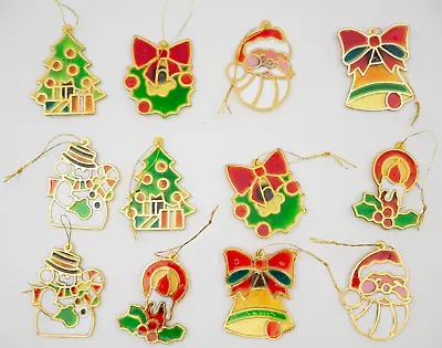 Buy Vintage Christmas Tree Decorations 12 Plastic Stained Glass Effect 1980s Magnets • 11.95£