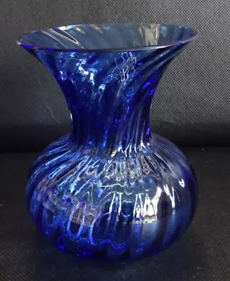 Buy Vintage Ribbed, Cobalt Blue Glass Vase. 5  Tall • 4.75£